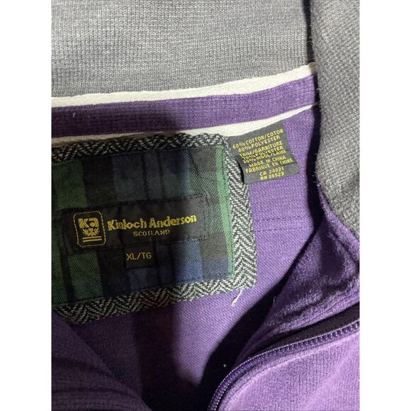 Kinboch Anderson Sweater Mens Extra Large Purple 1/4 Zip Scotland Elbow Patch XL - Picture 3 of 6